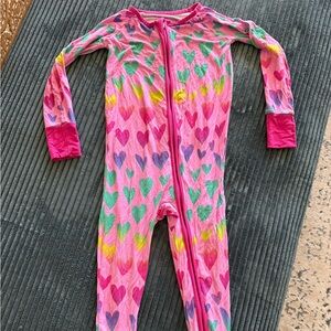 Little Sleepies Pink Heart Pattern Footie